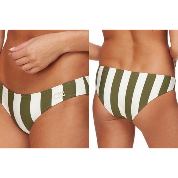 SOLID & STRIPED Other - SOLID & STRIPED The Elle Bikini Bottom Olive Green White Stripe Swim Sma…